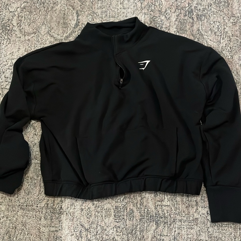 Gymshark 1/4 zip top pulloverr sweatshirtrt sz large black